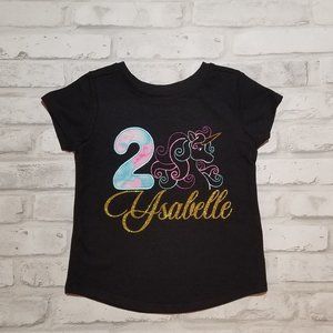 Embroidered unicorn birthday shirt for girls